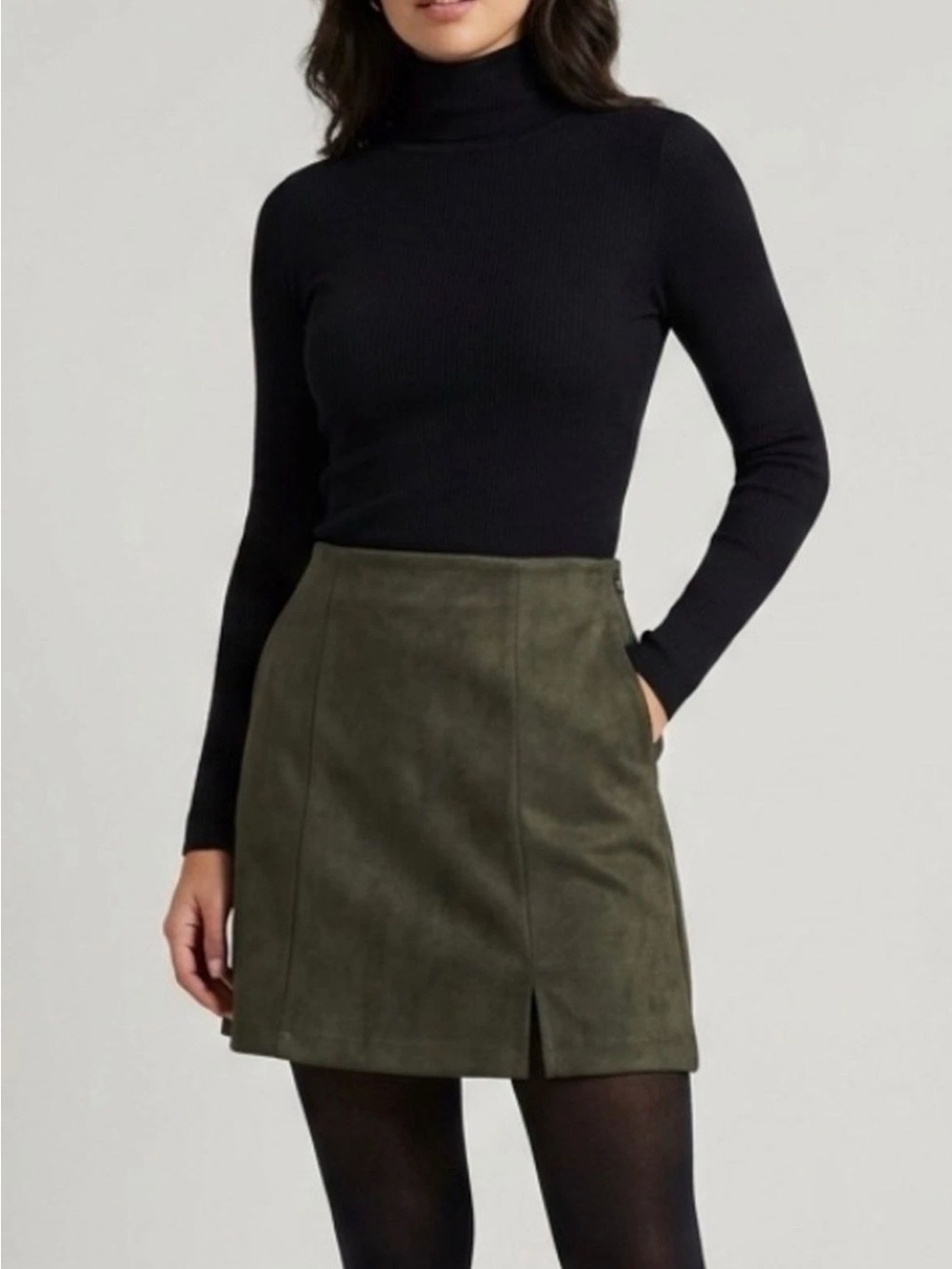 LOFT Women's Olive Green Suede Skirt Size 2